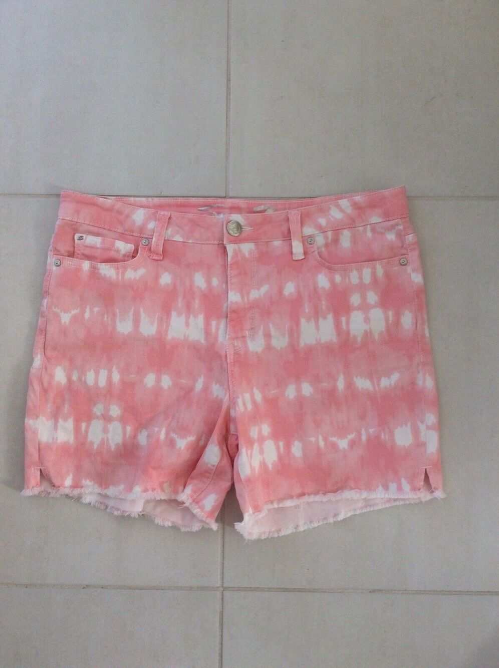 Seven7 Denim Jean Shorts Cut Off Print Frayed Stretch